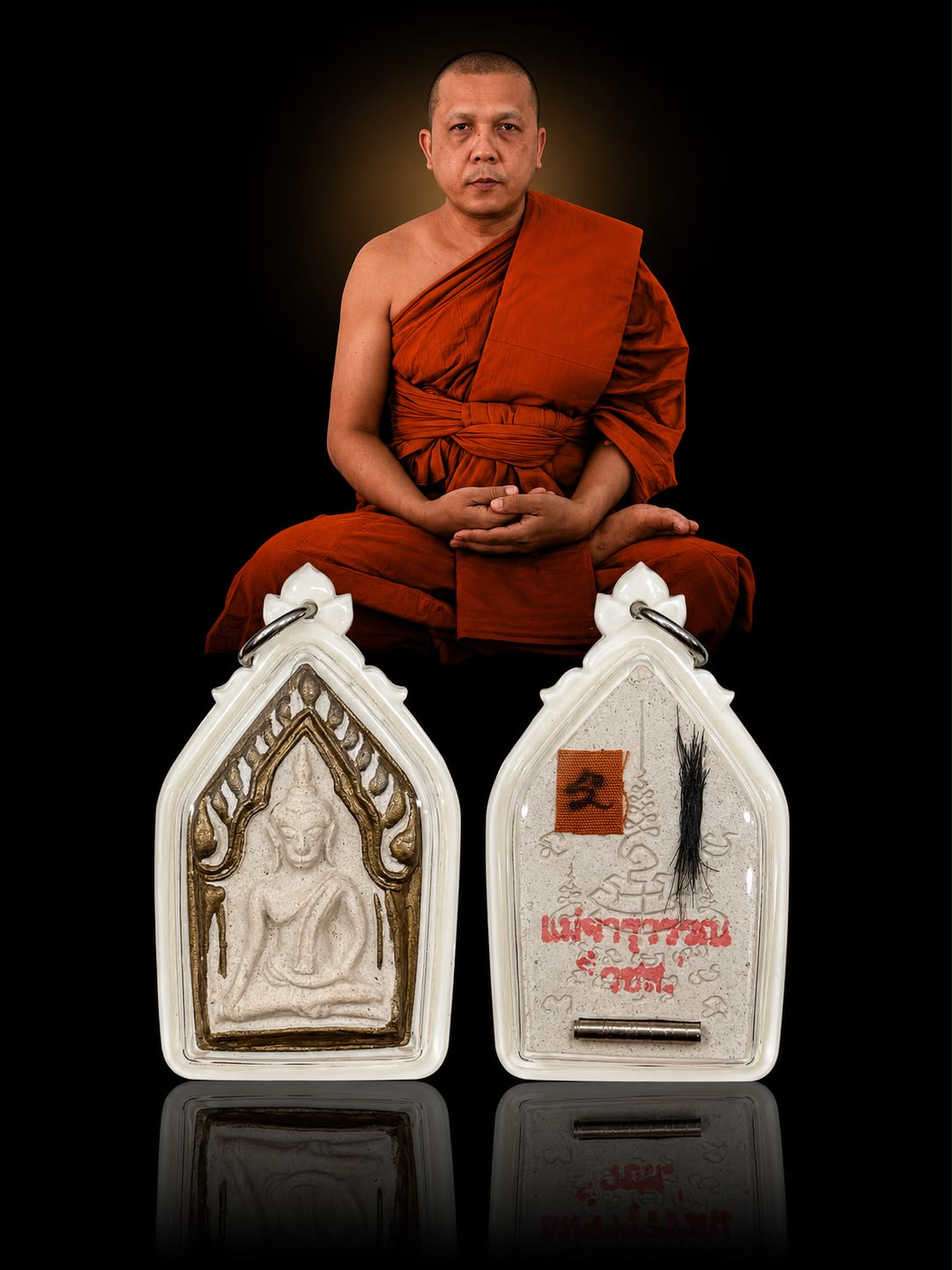 Khun Paen Mae Charuwan with Luang Phor Piya's hair and takrut
